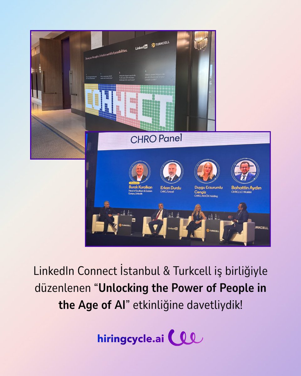 🎯 Geçtiğimiz günlerde, LinkedIn Connect İstanbul &amp; Turkcell iş birliğiyle gerçekleşen “Unlocking the Power of People in the Age of AI” etkinliğinde yer almak bizim için büyük bir gururdu.

💡 İnsan kaynaklarında yapay zeka destekli dönüşümde öncü olmaya devam ediyoruz!