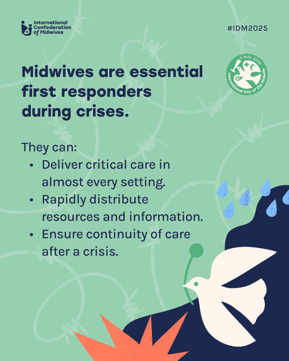 Midwives are trusted and have the knowledge and skills to ensure women receive the health services they need, no matter the crisis. They need to be included and valued in every crisis response plan. 

🔗 idm2025.internationalmidwives.org #IDM2025