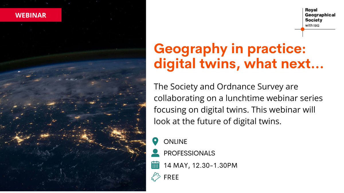 📣 Join us for the concluding webinar of our #GeographyInPractice digital twin series. This interactive Q&amp;A session will delve into the future of digital twins, drawing on insights from our previous speakers.

🗓️ Wednesday, 14 May
⏰ 12.30pm - 1.30pm

👉 ow.ly/5n7150VKnQ5
