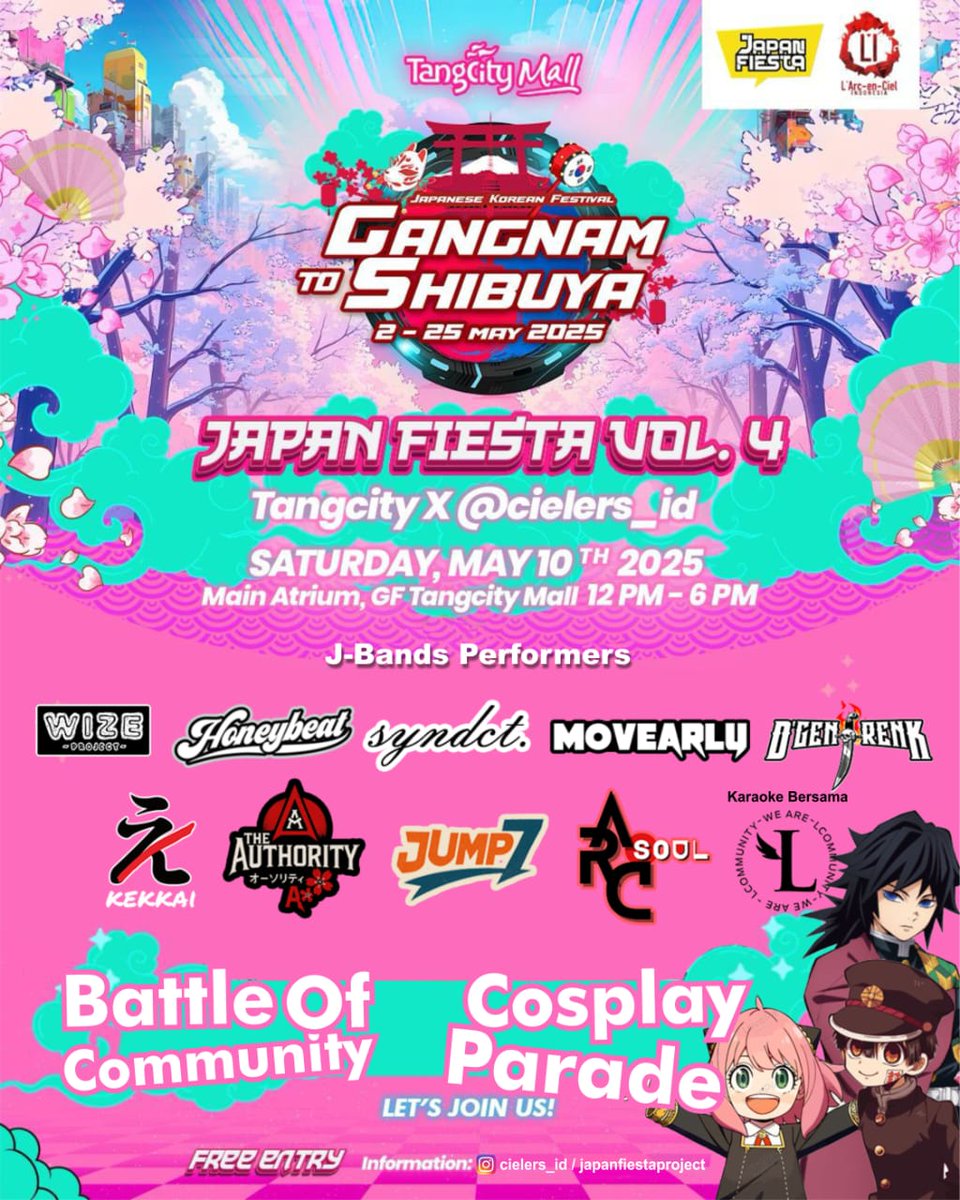 Cielers_ID's tweet image. Ini bukan event biasa. Ini Japan Fiesta. 

Acara tahunan dari komunitas L'Arc-en-Ciel Indonesia memasuki tahun keempat. 

📅 : 10 Mei 2025
📍 : TangCity Mall

Acara ini Gratis..!!

Ada banyak band yang akan bawain lagu-lagu L'Arc-en-Ciel.