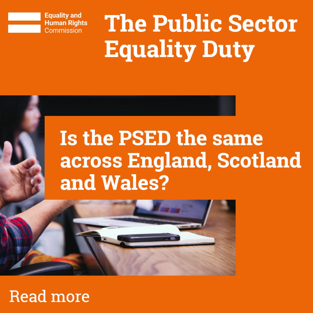 Public services are organised and delivered differently across England, Scotland and Wales. 

All organisations that deliver public services are subject to the PSED general duty, but specific duties vary for each nation. 

Read more about specific duties: orlo.uk/kU93S