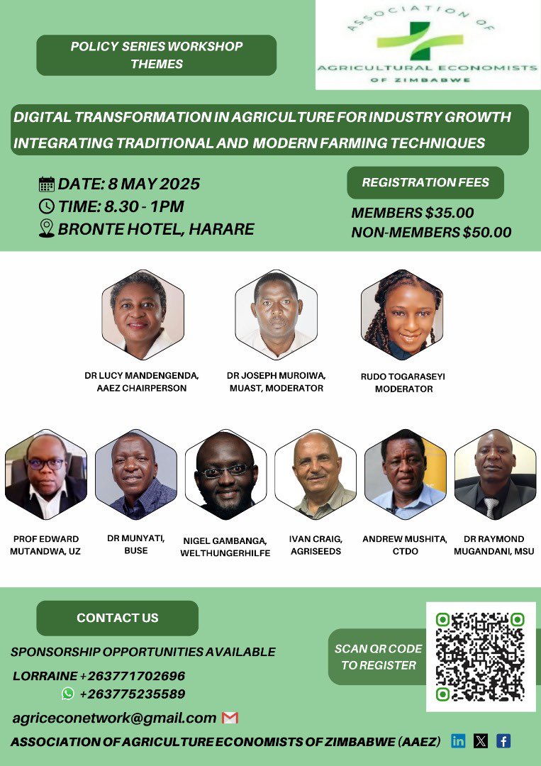 Digital Transformation in Agriculture for industrial growth seminar on 8 May 2025 at Bronte Hotel.  Fee includes lunch