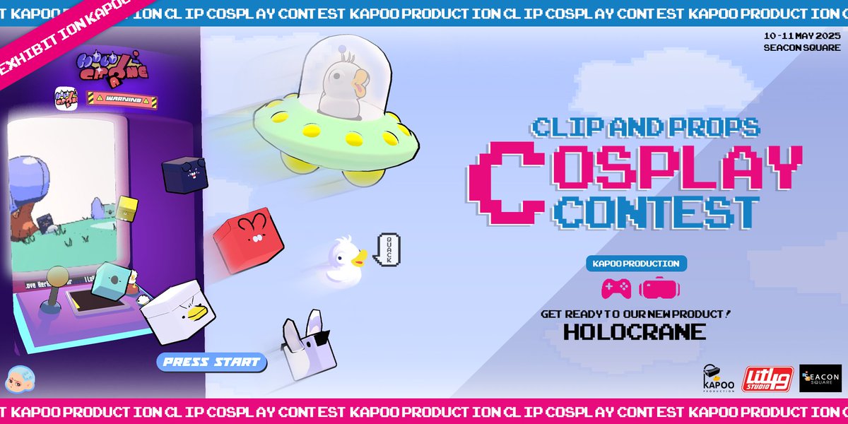 KapooProduction's tweet photo. งานใหม่!! ของใหม่!! เกมใหม่!! 

ขอเชิญทุกท่านทุกคน ในทุกๆมุมของโลก
มาพบพวกเราได้ในงาน Clip &amp; Props cosplay contest  

Seacon Square ศรีนครินทร์ วันที่ 10-11 / 05 / 68 

FreeStage : 2 MY WORLD
Game 2D Duck Shoot
New Holocrane!!
#kapooอ่านว่าอะไร #VVN #Vtuber #clipcosplaycontest https://t.co/0XZlzvTKoR