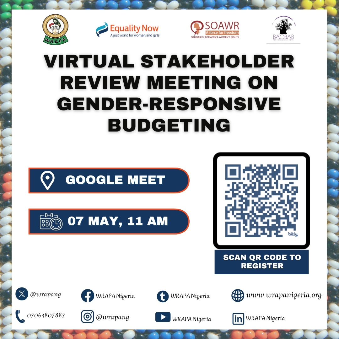 Join us on 7th May, 2025 at 11AM for a Virtual Stakeholder Review Meeting on Gender-Responsive Budgeting. 

This session is aimed at reviewing progress and strengthening strategies for implementing gender-responsive budgeting frameworks.

Register here: forms.gle/eESSqKNeCYWoLz…