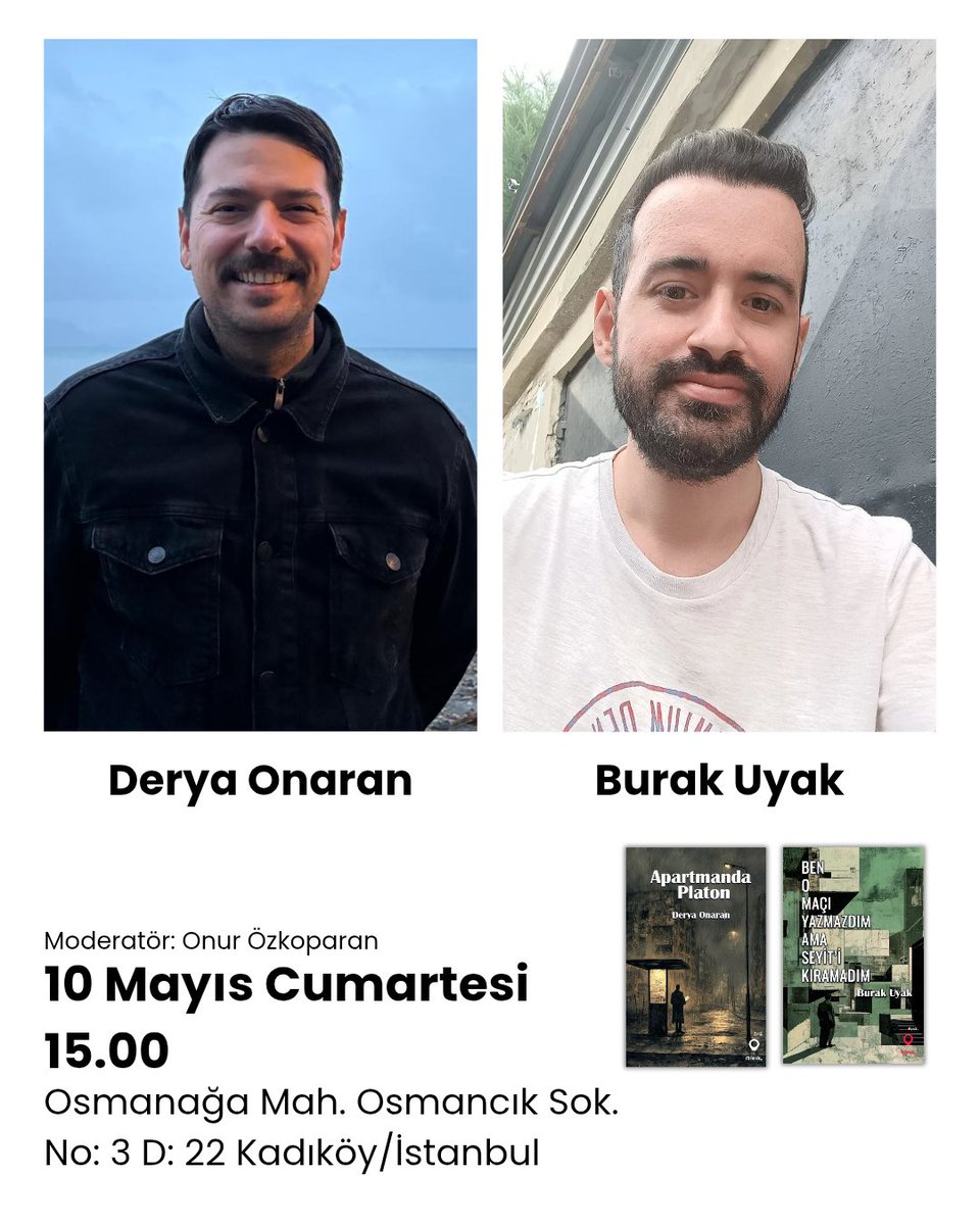 Mahal Edebiyat yazar buluşmaları devam ediyor. Kadıköy ofisimizde gerçekleşecek söyleşi ve imza günü programımıza tüm edebiyatseverler davetlidir. 

📍Kadıköy Mahal Edebiyat Ofisi
📌 10 Mayıs Cumartesi, 15.00