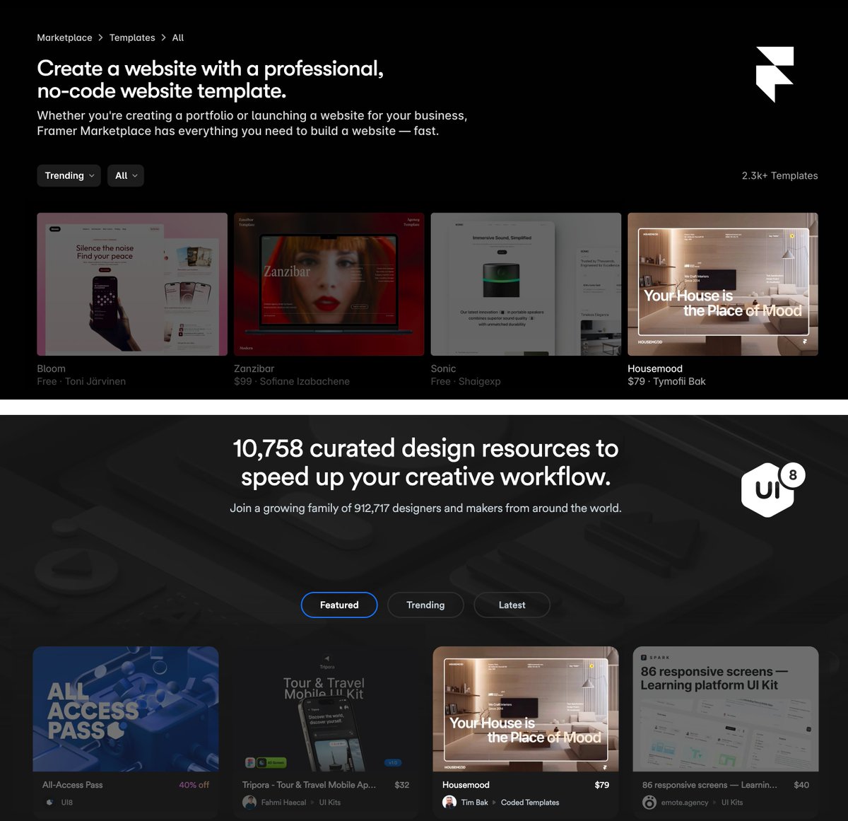 How the <a href="/framer/">Framer</a> template Housemood feels like:

4️⃣   №4 in "Trending" on Framer. (When people's interest in a giveaway pays off)
✅  "Featured" on UI8.

And I’m going to launch a 3rd one in a few days, as you've seen, a site for a real estate agent 🏠.
It'll be called “Real”