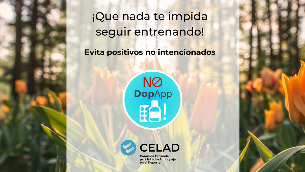 ⚠️Es época de alergias y pólenes.
📲Descárgate NØDopApp o entra en NØDopWeb
💊 Consulta tus medicamentos y asegúrate de que estén libres de sustancias prohibidas en el deporte.
nodopweb.celad.gob.es
