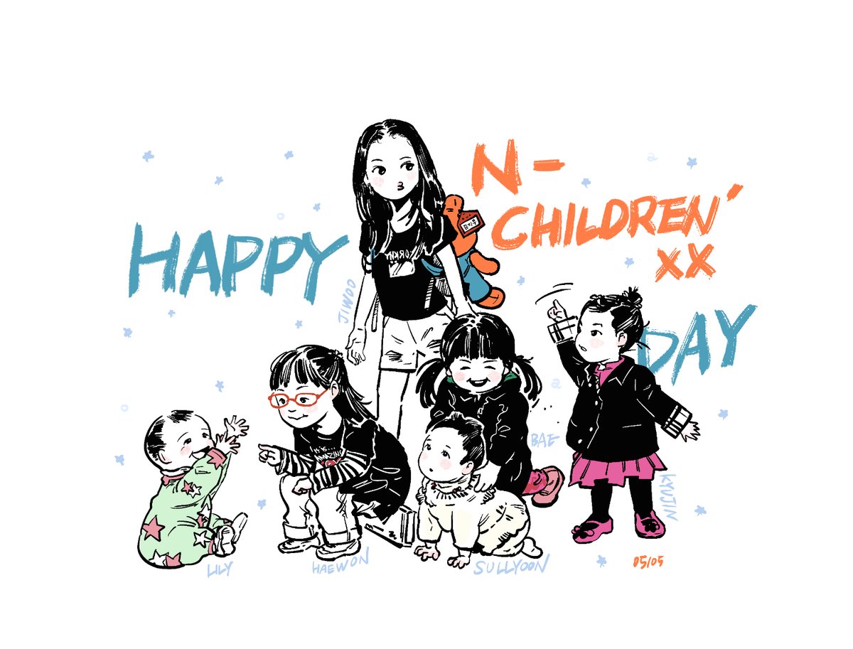 oaoanmixx's tweet photo. 05.05 HAPPY N-CHILDREN'XX DAY 
아마��� 나이 순서가 지우-해원-진솔-규진-릴리-윤아인 것 같어요
#nmixxfanart #릴리의버블모험 #해원이를_원해 #설유니거품퐁퐁 #배블왔솔 #이거_봐쮸 #진규왔��잉뛰잉 https://t.co/iPMzn8G8XA
