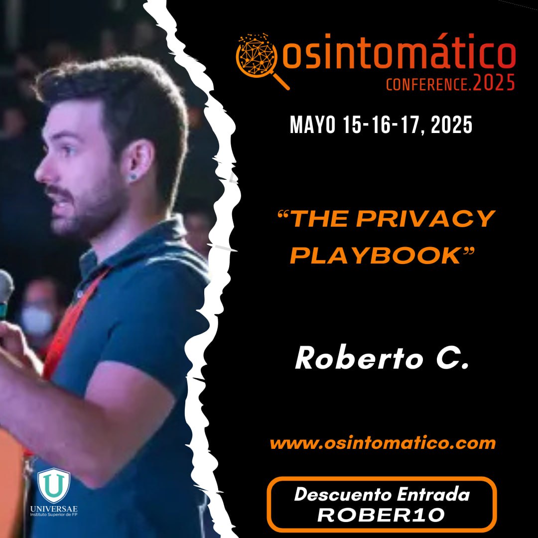 📣¡Atención! No se pierdan la increíble charla que tendremos en #Osintomático2025🔎 con: 

✨ <a href="/cheshireca7/">Cheshire Cat</a>

🎁¡Pero eso no es todo! 🎁 Ingresando el código que aparece al pie de esta imagen, obtendrán un descuento exclusivo por tiempo limitado.

👉 osintomatico.com