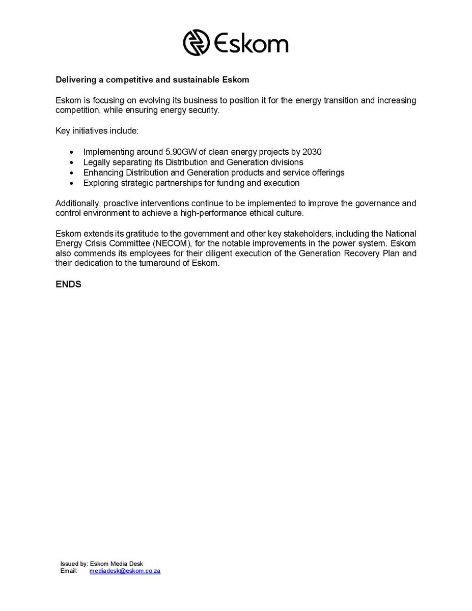 Eskom Hld SOC Ltd tweet media