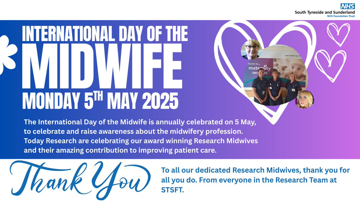South Tyneside & Sunderland Research & Innovation (@ri_stsft) on Twitter photo Thank you to all the Midwives at STSFT who support Research.
<a href="/STSFTrust/">South Tyneside and Sunderland NHS Foundation Trust</a> <a href="/NIHRrdn/">NIHR Research Delivery Network</a> #internationaldayofthemidwife Thank you to all the Midwives at STSFT who support Research.
<a href="/STSFTrust/">South Tyneside and Sunderland NHS Foundation Trust</a> <a href="/NIHRrdn/">NIHR Research Delivery Network</a> #internationaldayofthemidwife