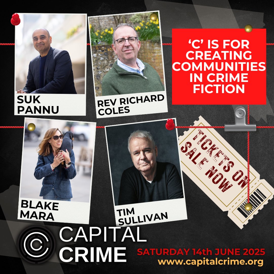 ‘C’ is for creating communities in Crime Fiction, with Suk Pannu, Rev Richard Coles, Blake Mara &amp; Tim Sullivan - only at Capital Crime Festival.

Limited individual event tickets remaining, or secure a day or weekend pass whilst stocks last!

🎟️ capitalcrime.org/tickets/p/yofb…