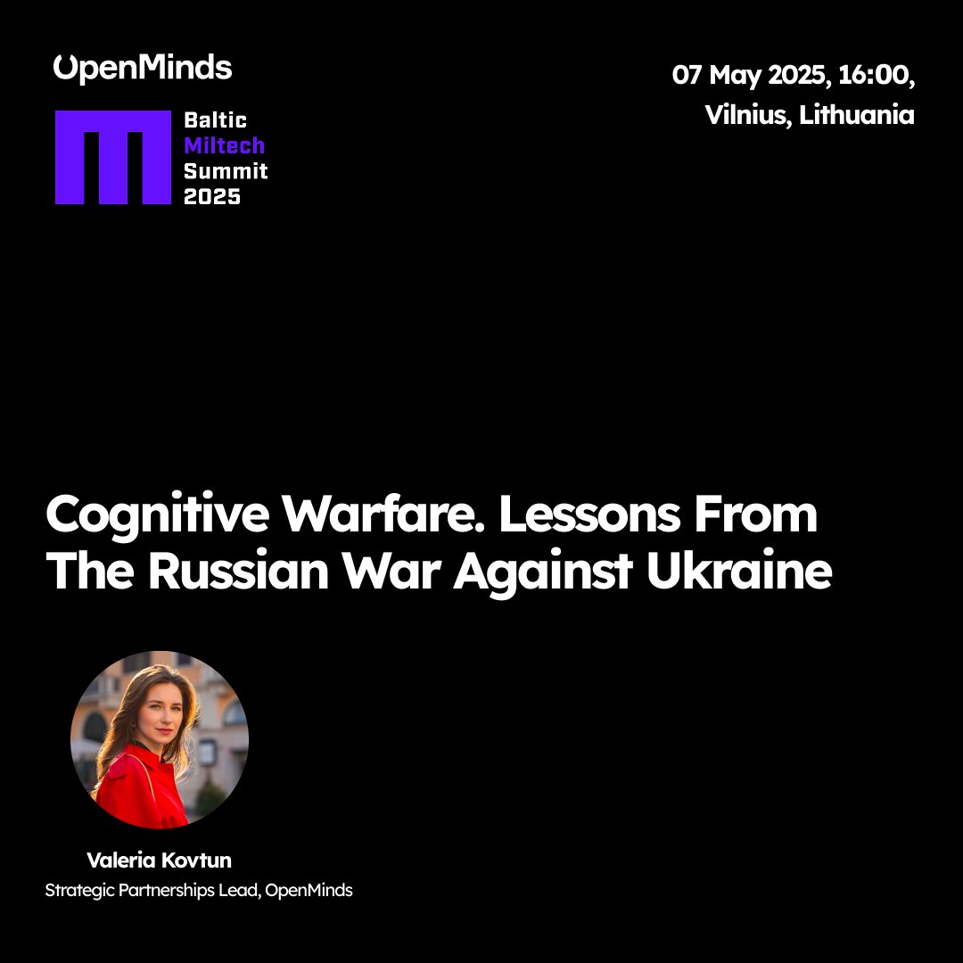 Meet OpenMinds’ Strategic Partnership Lead, Valeria Kovtun, at the Baltic Miltech Summit on May 7 — a leading forum bringing together defense industry leaders, NATO and EU policymakers.