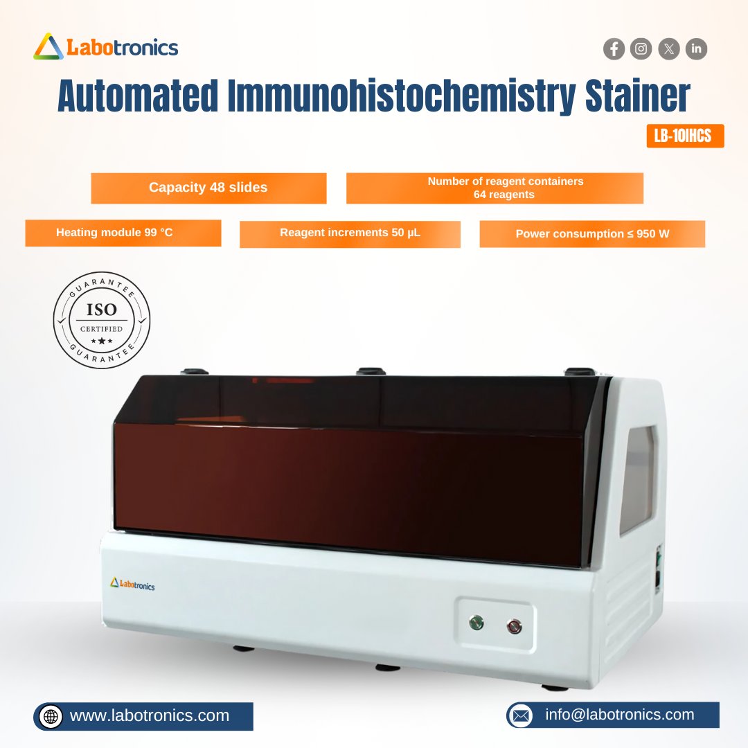 Labotronics's tweet image. Introducing the Labotronics LB-10IHCS – where precision meets efficiency in immunohistochemistry.
For more details, visit us:
labotronics.com/automated-immu…

#Labotronics #Immunohistochemistry #PathologyLab #LabAutomation #Histology #ClinicalLab #HealthcareInnovation