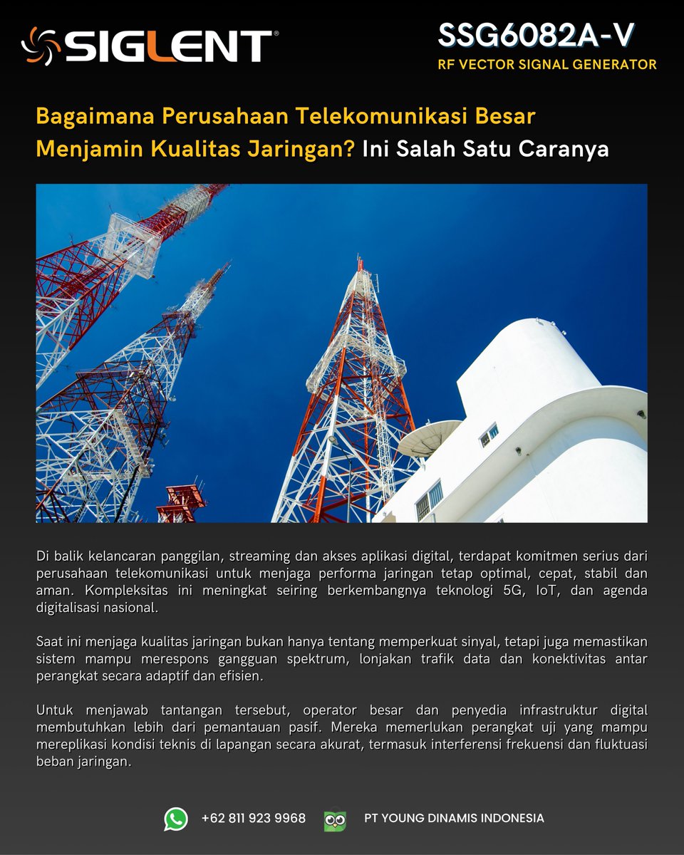 youngdinamis's tweet image. Bagaimana Perusahaan Telekomunikasi Besar Menjamin Kualitas Jaringan? Ini Salah Satu Caranya

#Siglent #SSG6082A #RFSignalGenerator #5GTesting #DigitalInfrastructure #RF #Suistainability #Indonesia
#Telkom #TelkomIndonesia #ElevatingYourFuture #SustainabilityTelkom #SobatTelkom