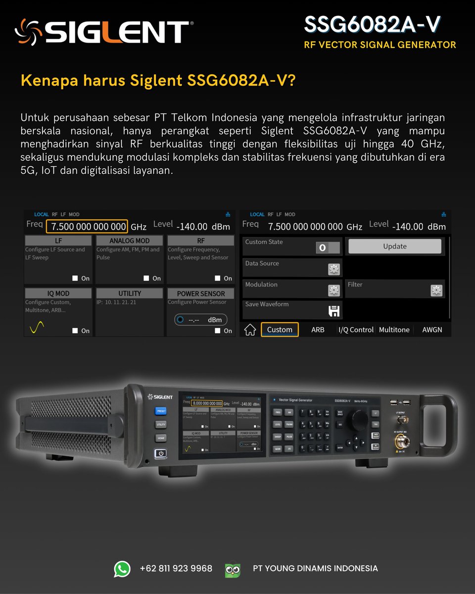 youngdinamis's tweet image. Bagaimana Perusahaan Telekomunikasi Besar Menjamin Kualitas Jaringan? Ini Salah Satu Caranya

#Siglent #SSG6082A #RFSignalGenerator #5GTesting #DigitalInfrastructure #RF #Suistainability #Indonesia
#Telkom #TelkomIndonesia #ElevatingYourFuture #SustainabilityTelkom #SobatTelkom