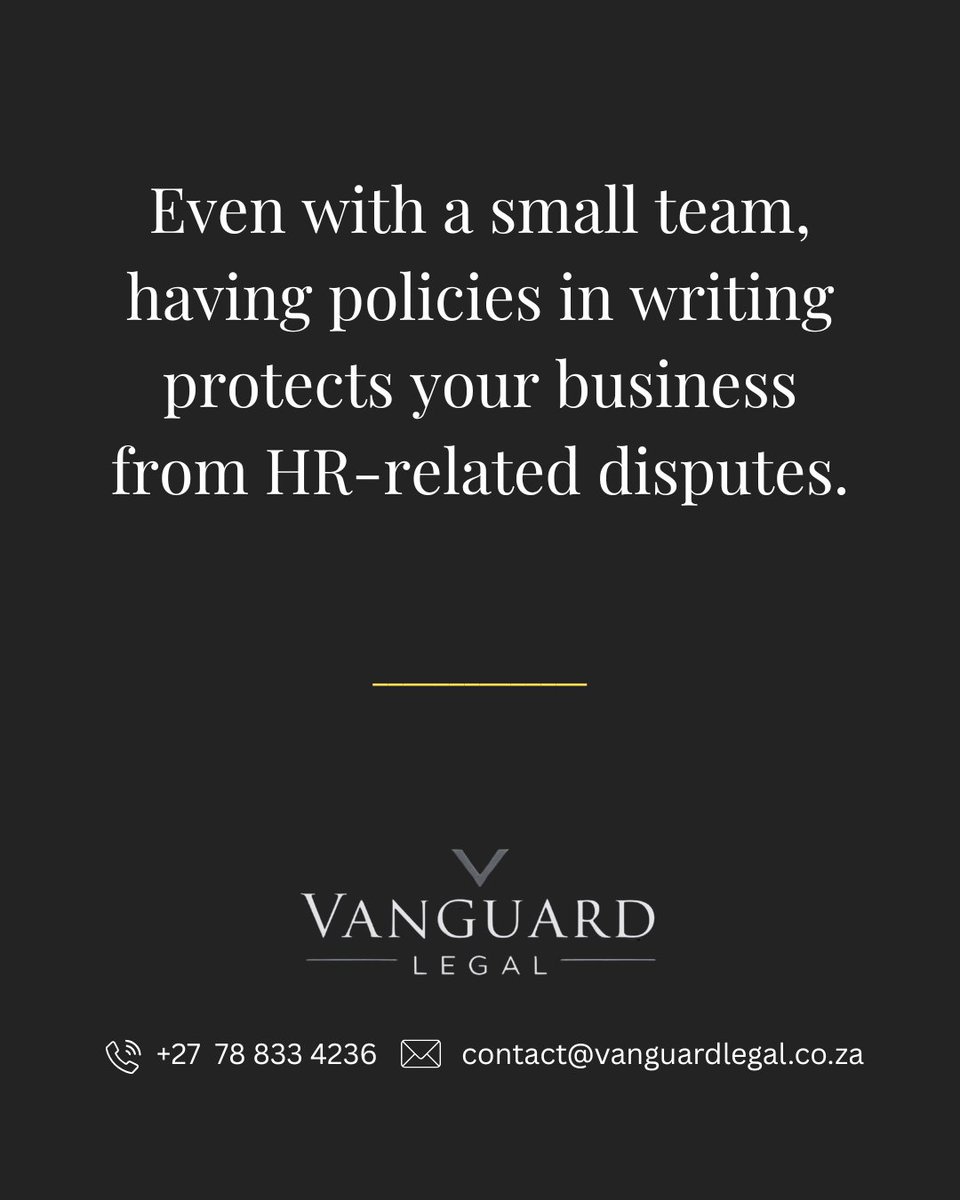 VanguardLegalSA's tweet photo. Protect your business with written policies.
We provide practical legal solutions at affordable rates.
Contact us for a free consultation.
#SMEtips #Entrepreneurship #SouthAfricaBusiness #Mzansi #BusinessInSA #TownshipEconomy #InCaseYouMissedIt https://t.co/2Sn6vDjVfH