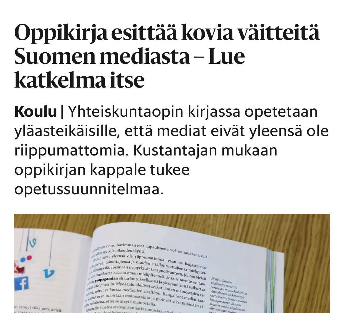 Hyvä, että oppilaille opetetaan totuuksiakin nyky-Suomesta