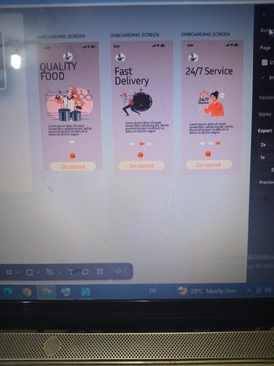 My learning journey as a UX/UI designer with 
Day 1
I learnt what UI/UX design is. The difference between UI and UX. Then I did a simple design on 3 on boarding screens, to get familiar with figma and how to use figma tools.