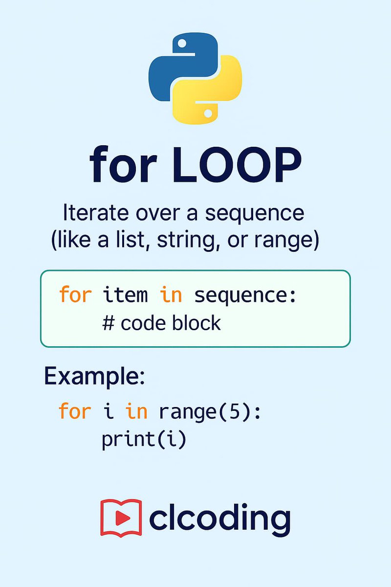 clcoding's tweet image. Loops in Python Simplified | for, while, break, continue + Examples
youtu.be/g6ztLFFUutg