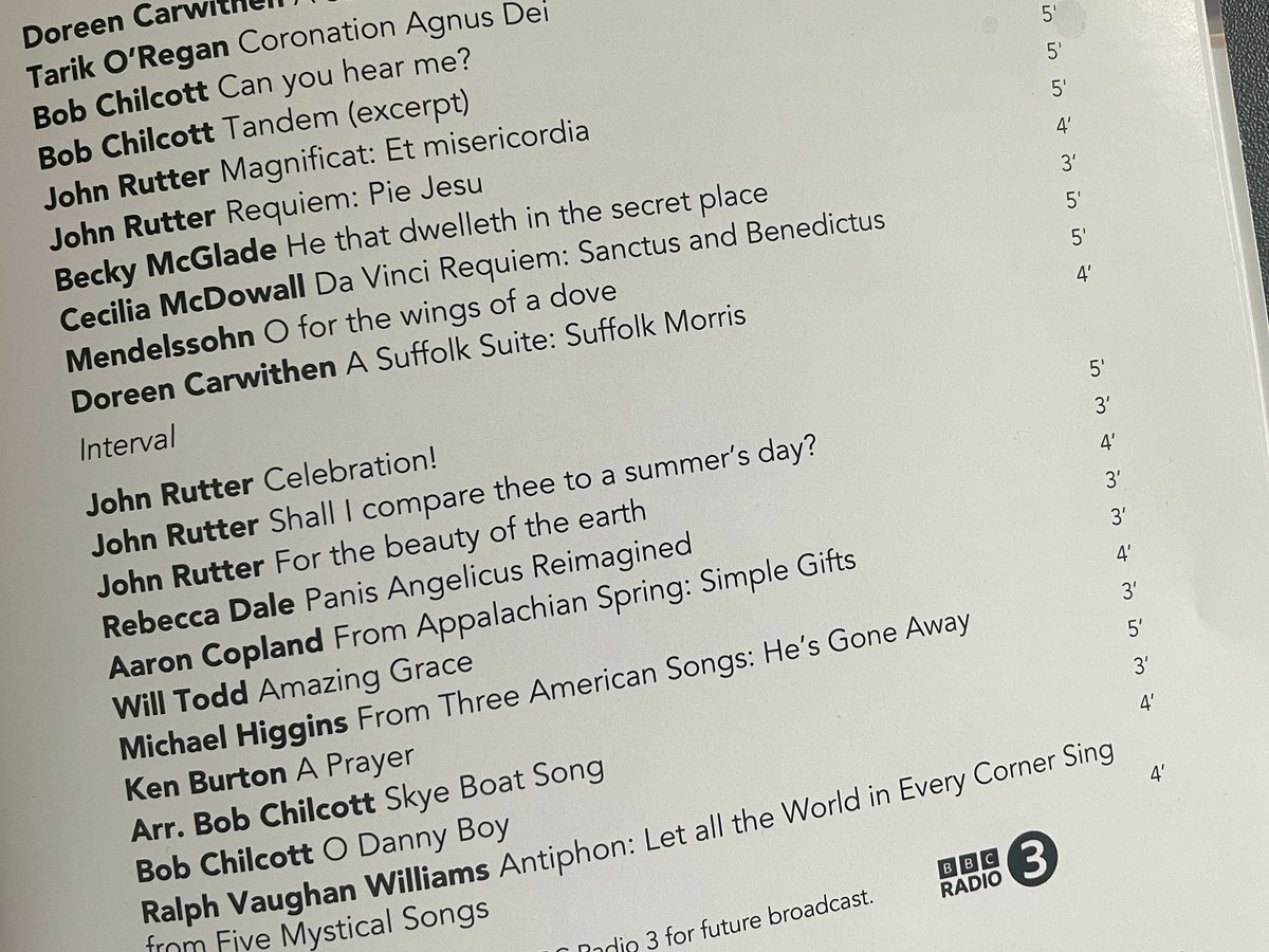 Such a privilege to have a piece of mine included in a special <a href="/BBCRadio3/">BBC Radio 3</a> concert by <a href="/BBCSO/">BBC Symphony Orchestra & Chorus</a> Chorus, <a href="/BBCCO/">BBC Concert Orchestra</a>, Neil Ferris and <a href="/thekatiederham/">Katie Derham</a> to celebrate <a href="/bobchilcott/">Bob Chilcott</a> and <a href="/johnmrutter/">John Rutter</a>, composers whose music has been an inspiration and part of my life for as long as I can remember.