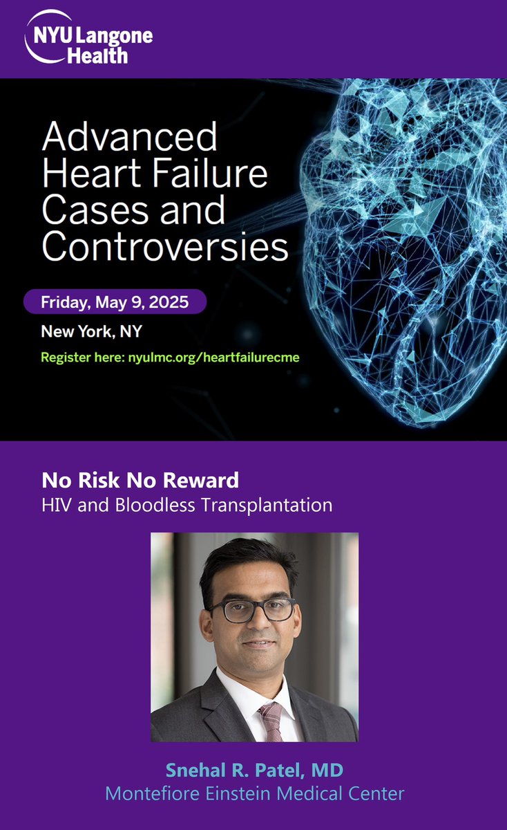 Bernard Kadosh (@kadoshbernard) on Twitter photo The needs of🫀#transplant candidates are not always the same. Is your program being flexible enough for them?
Snehal Patel joins from
<a href="/MontefioreNYC/">Montefiore Health System</a> to share how he thinks outside of the 🗃️
🚨 This Friday! Register now!
nyulmc.org/heartfailurecme
#MedEd #CardioEd #CardioX The needs of🫀#transplant candidates are not always the same. Is your program being flexible enough for them?
Snehal Patel joins from
<a href="/MontefioreNYC/">Montefiore Health System</a> to share how he thinks outside of the 🗃️
🚨 This Friday! Register now!
nyulmc.org/heartfailurecme
#MedEd #CardioEd #CardioX