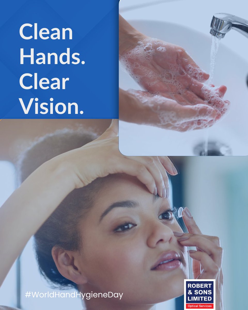 Robertnsonsltd's tweet image. 🖐️ Clean hands, clear vision!
On #WorldHandHygieneDay, protect your eyes—especially if you wear contact lenses.
Clean hands = safer sight 👁️
Tag a friend who needs the reminder!

📞 0501519111 / 0203728545
#RobertandSons #EyeHealthMatters #ContactLensCare #ClearVision2025