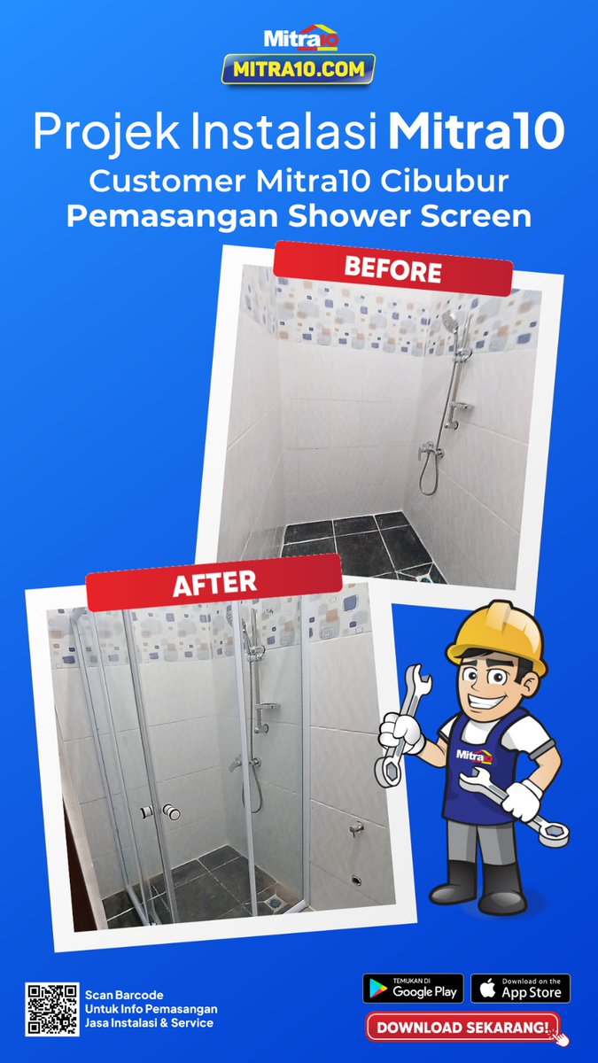 mitra10official's tweet image. Biar air nggak nyiprat ke mana-mana, pasang shower screen aja! 🚿
Kamar mandi jadi rapi &amp;amp; kering terus~

✨ Pilih yang frameless, kelihatan lega &amp;amp; gampang dibersihin!

📌 Pasang? Klik: mitra10.com/survey-layanan…

#ShowerScreen #TipsRumah #Mitra10