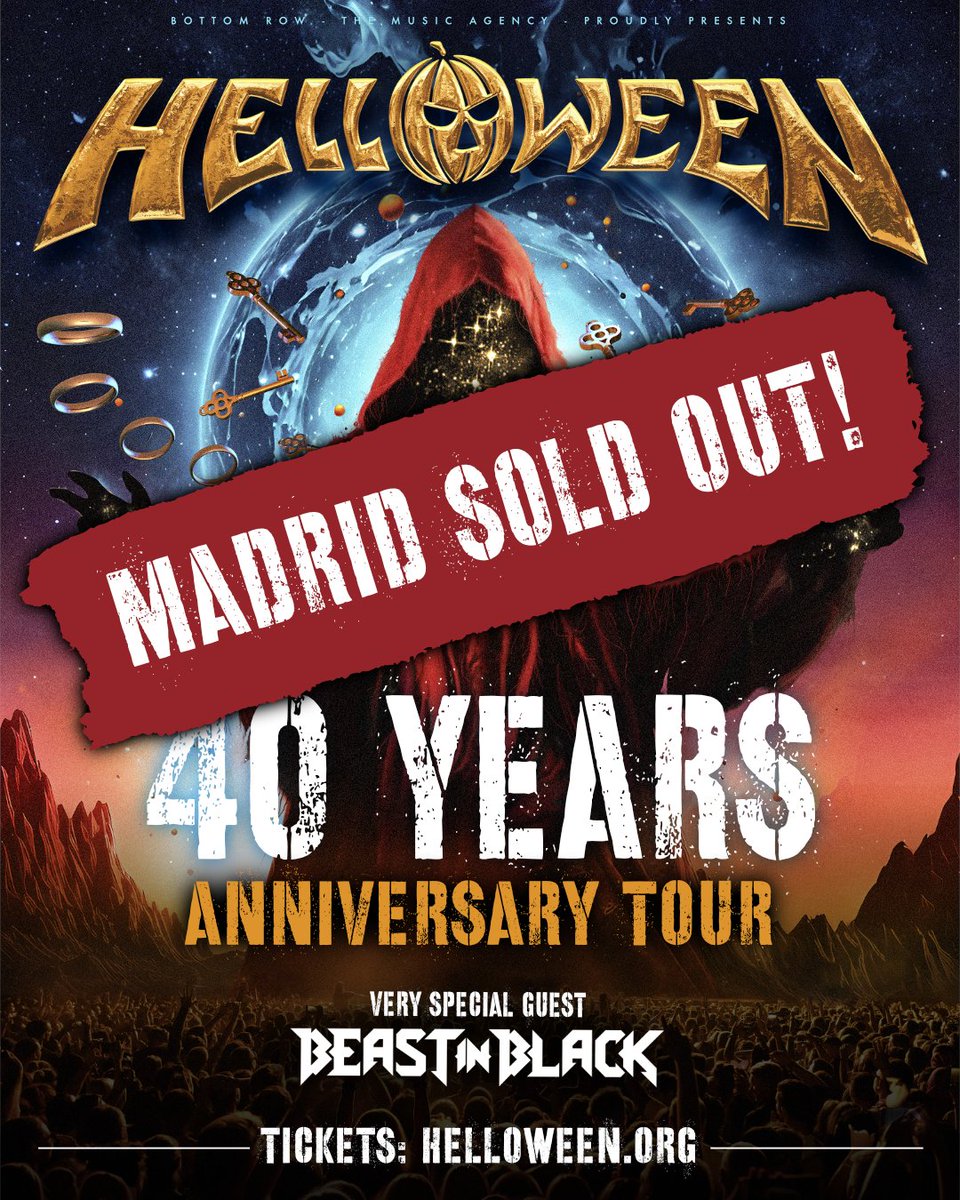🔥 MADRID – YOU DID IT! SOLD OUT! 🔥
November 15 @ La Cubierta De Leganés – no tickets left! 🧡
¡Madrid, sois increíbles! ¡Nos vemos para una noche legendaria! 🇪🇸

#helloween #40yearsanniversary