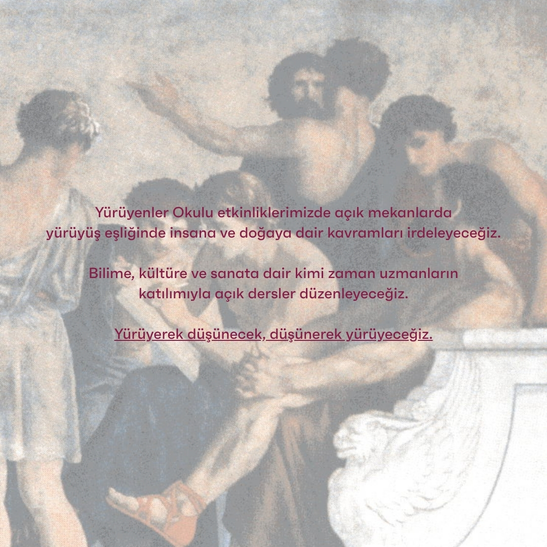 Flaps Kulübü'nün yeni projesi olan Yürüyenler Okulu'nu keşfedin. Buluşmalar yakında başlıyor.

Yürüyerek düşünecek, düşünerek yürüyeceğiz.