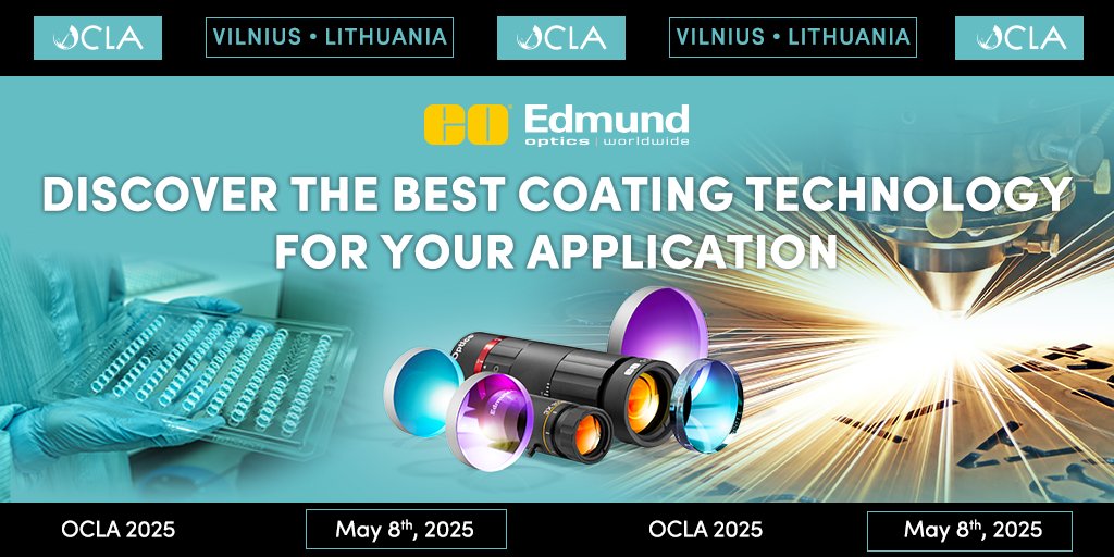 Meet us this week at OCLA in Vilnius, Lithuania! Discover how our manufacturing services and innovative solutions can solve your application challenges. Let’s collaborate to bring your ideas to life. See you there! 👋

📍 FTMC, Vilnius, Lithuania
📅 8th May

#EdmundOptics #OCLA