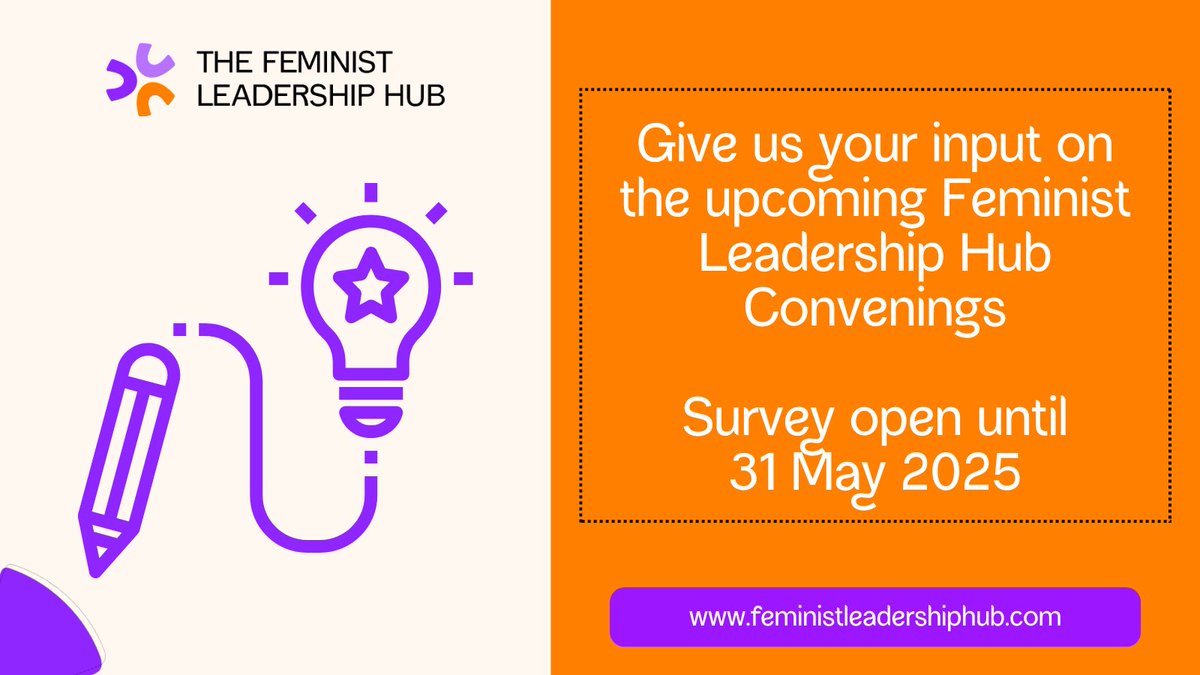 📢 Feminist leaders &amp; changemakers!
Help design The #FeministLeadershipHub's 2-day virtual convening—take 5 mins to share your learning needs.

🔗 bit.ly/432JXXW
🗓️ Open until 31 May 2025
🌍 English &amp; French (interpretation available in French)
👉 bit.ly/3WdCa7A