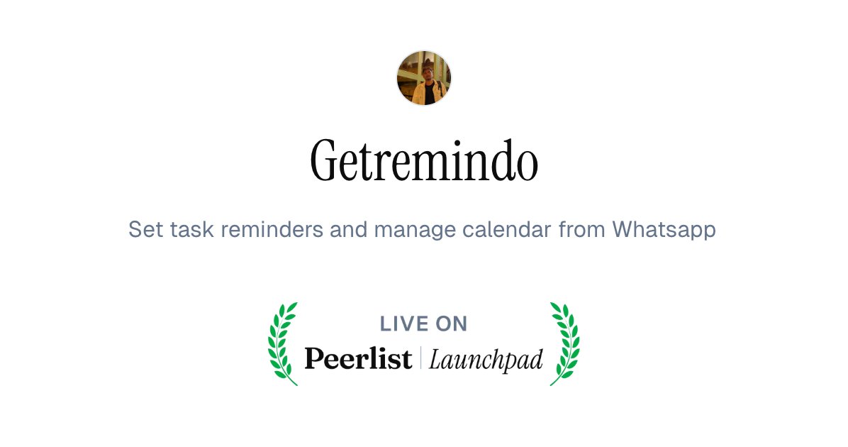 ux_pathak's tweet photo. Just launched Calvin's Whatsapp bot for managing Calendar and tasks directly from Whatsapp on @Peerlist 

Show some love and try it out yourself so you never miss a thing and always stay on top of your schedule https://t.co/NFcu6UpuuS