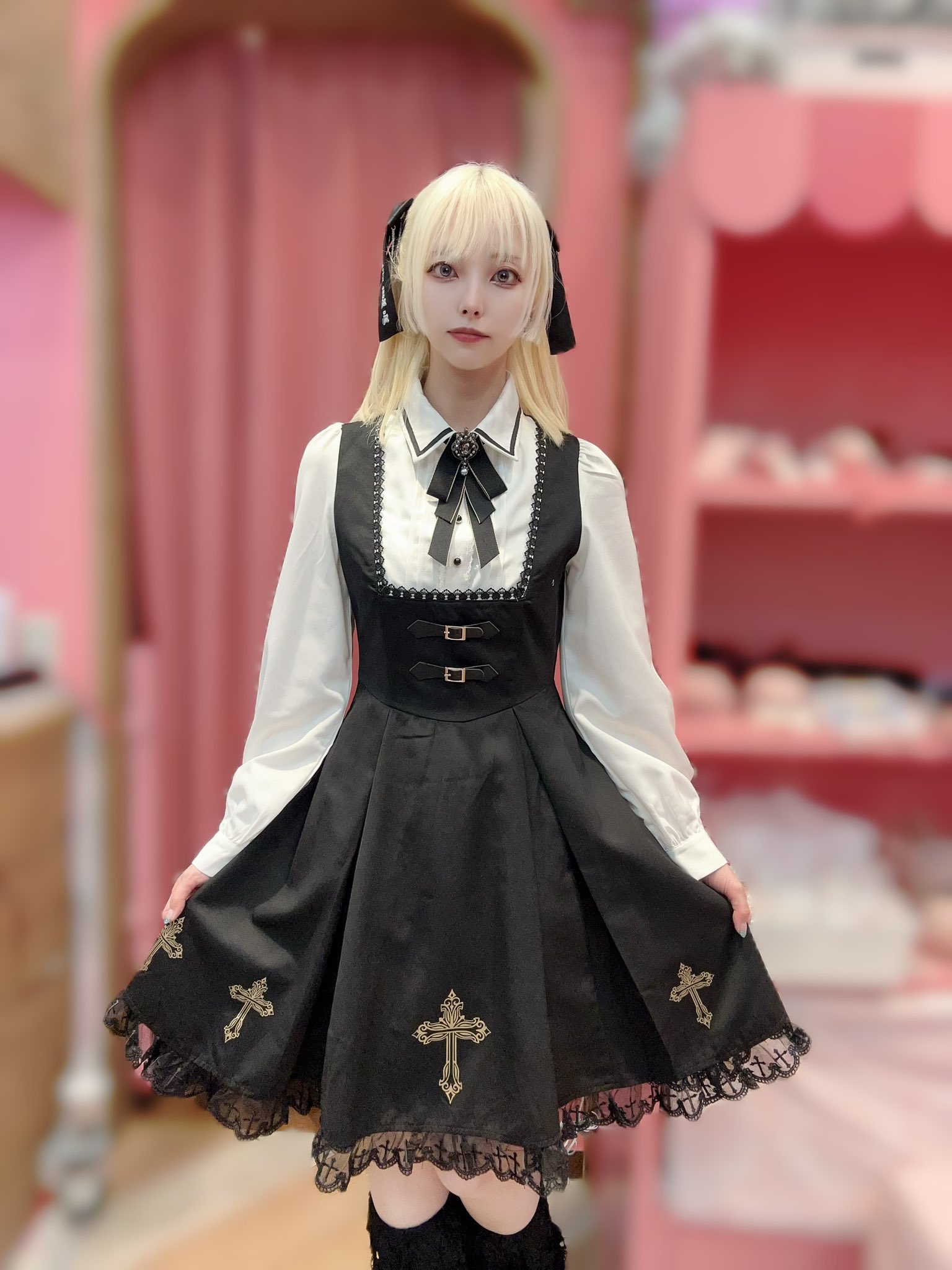 toAlice 魔法少女リボン襟ワンピース セーラー ロリータ 黒