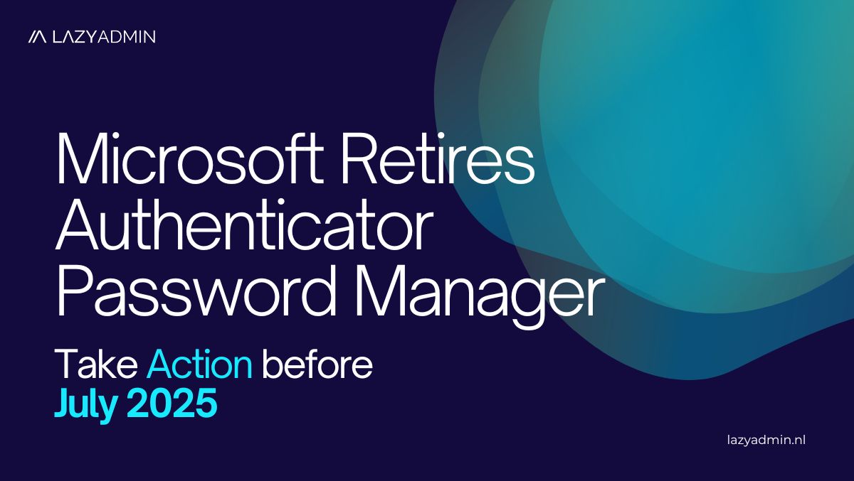 LazyAdmin's tweet image. Microsoft is retiring the password manager and autofill features in Authenticator.
Starting Aug 2025, saved passwords will be gone for good.
Plan your migration now before access ends.
lazyadmin.nl/office-365/mic…
#Microsoft #Authenticator #PasswordManager #Infosec