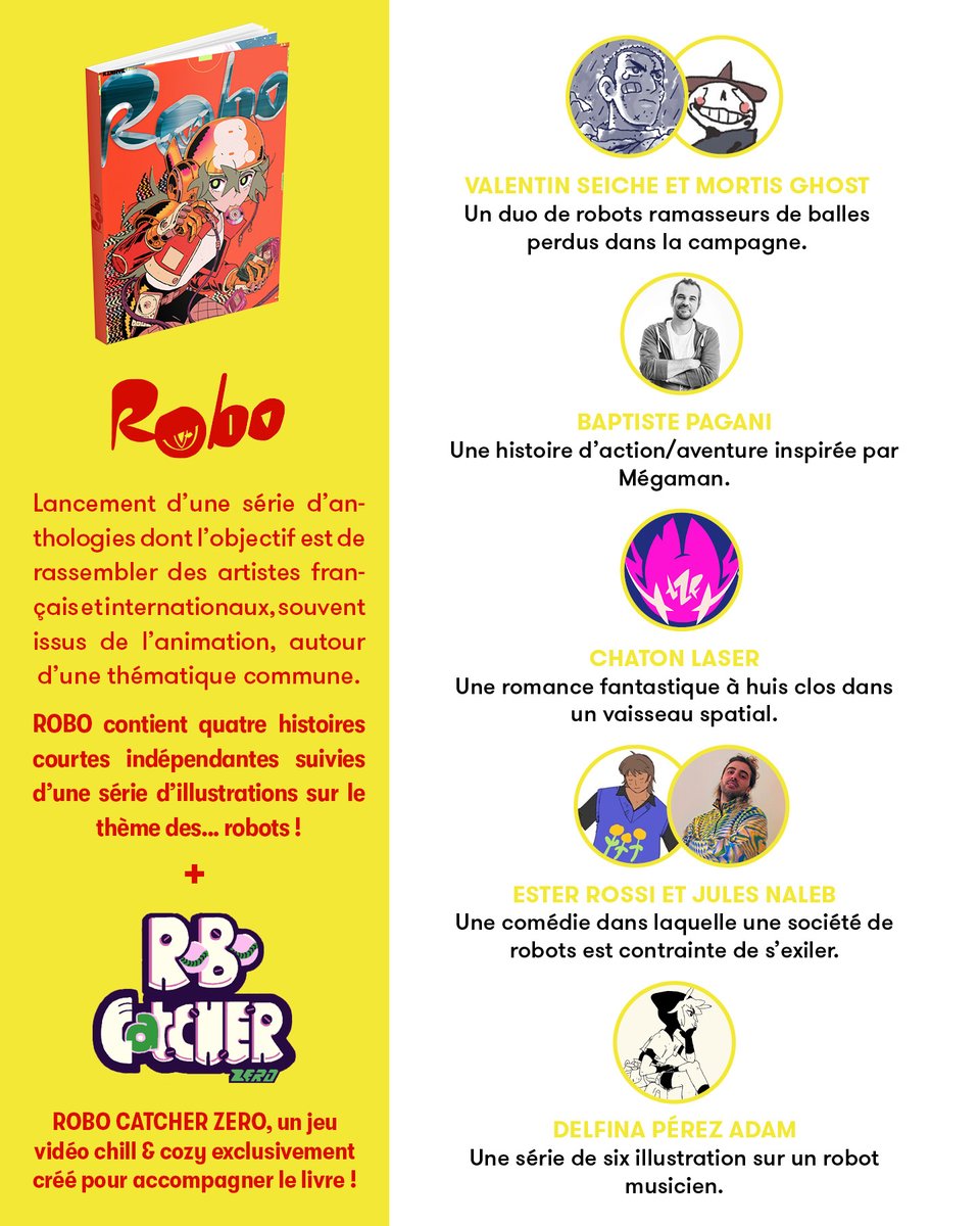 [ANNONCE] ROBO par <a href="/ValentinSeiche/">Jiojio⚾️Warudo</a> <a href="/MortisGhost/">Mortis Ghost</a> <a href="/julesnaleb/">Naleb 🌞</a> <a href="/esterrossi__/">Ester Rossi</a> <a href="/estampitax/">del</a> <a href="/CharlieTheChan/">Baptiste Pagani</a> <a href="/ChatonLaser/">⚡️Chaton Laser⚡️</a> and Patrick Crotty! 

Sortie le 22 Août en France &amp; trailer du KS ce mercredi...!

Release in the US in october &amp; KS's trailer this wednesday...!

Stay tuned! (1/4)