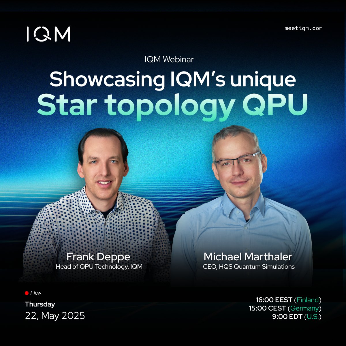 IQM Star topology !

Join us on 22 May from 16:00 to 17:00 (EEST) to explore how IQM Star, our unique quantum processor topology, allows for exploring novel paradigms in your quantum error correction and algorithm execution.

Register here: lnkd.in/dN6SxPWh