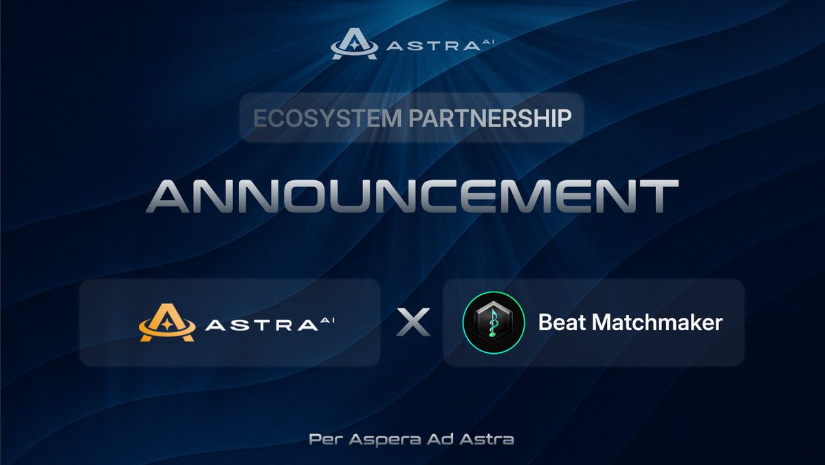 AstraLabs Inc. (@astralabs_inc) on Twitter photo AstraAI 🤝🏻 Beat Matchmaker
– Ecosystem Partnership –
We’re thrilled to announce our ecosystem partnership with <a href="/BeatMatchmaker/">Beat Matchmaker</a> , the world’s first AI-powered Web3 music marketplace. Backed by Grammy-nominated and multi-platinum talent as official ambassadors.
💡 What this AstraAI 🤝🏻 Beat Matchmaker
– Ecosystem Partnership –
We’re thrilled to announce our ecosystem partnership with <a href="/BeatMatchmaker/">Beat Matchmaker</a> , the world’s first AI-powered Web3 music marketplace. Backed by Grammy-nominated and multi-platinum talent as official ambassadors.
💡 What this