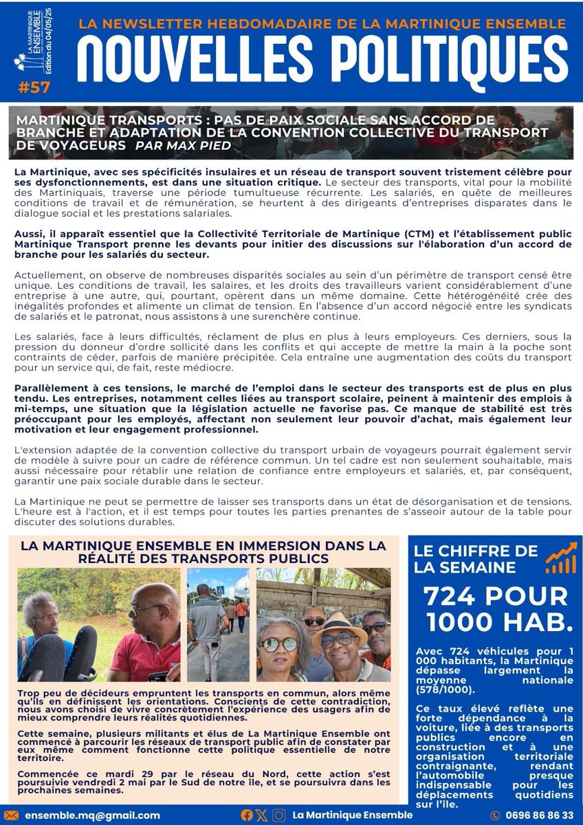 57ème édition de la newsletter de la Martinique Ensemble 
Bonne lecture !