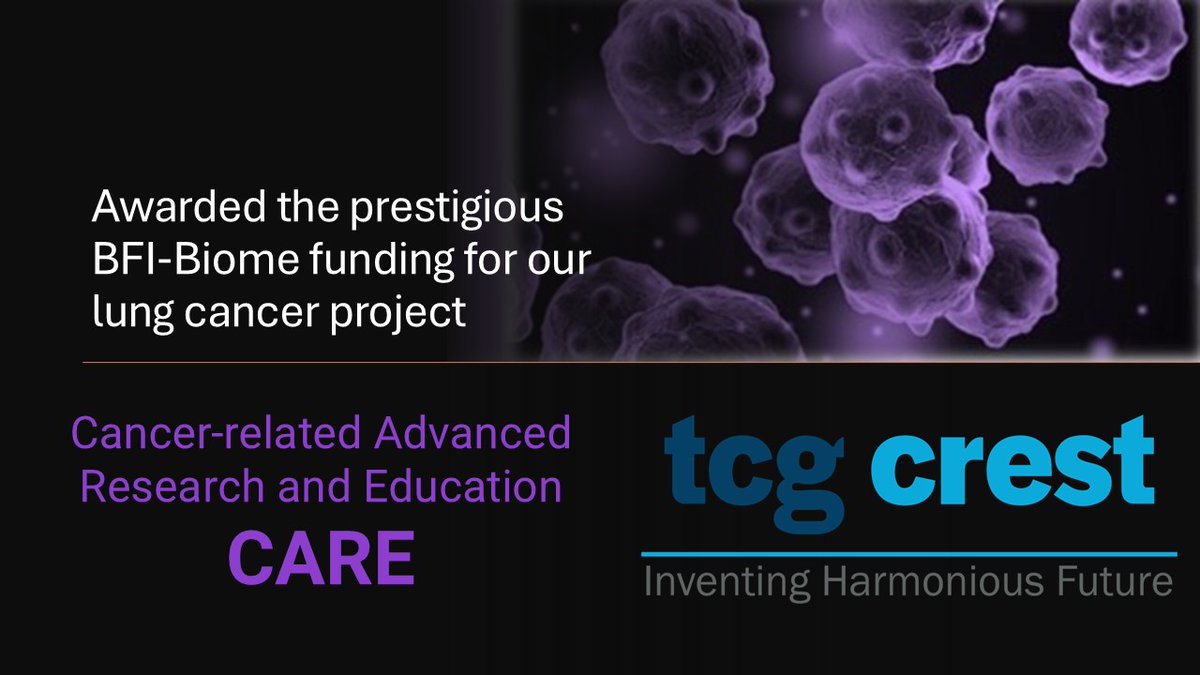 Thrilled to share that we at CARE, TCG CREST, have received BFI-Biome funding for our AI-ML lung cancer project with IAI &amp; SGRH. We aim to uncover EGFR-TKI response markers unique to Indian patients. A novel step in the positive direction!

#CARE #TCGCREST #SGRH #BFIBiome