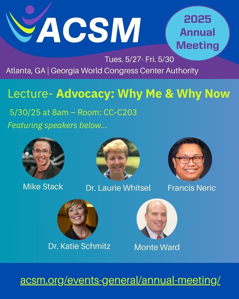 Michael Stack (@wellnessparadox) on Twitter photo Join us at the annual ACSM meeting! The 2025 Meeting Spotlight will shine on the powerful intersection of basic, applied, and clinical science — all working together to explore how movement impacts individuals, populations, and society. 🌎💪
<a href="/ACSMNews/">American College of Sports Medicine</a> <a href="/UMKines/">Michigan Kinesiology</a> @PAAmovewithus Join us at the annual ACSM meeting! The 2025 Meeting Spotlight will shine on the powerful intersection of basic, applied, and clinical science — all working together to explore how movement impacts individuals, populations, and society. 🌎💪
<a href="/ACSMNews/">American College of Sports Medicine</a> <a href="/UMKines/">Michigan Kinesiology</a> @PAAmovewithus