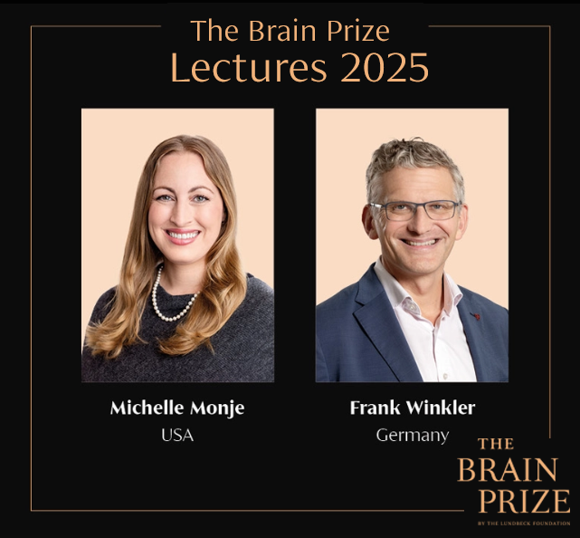 Invitation to The Brain Prize Lectures 2025

Professors Michelle Monje and Frank Winkler will present a research lecture on their pioneering contributions to neuroscience.
27 May at the University of Copenhagen, followed by a reception.
Please register: brainprize.org/activities/the…
