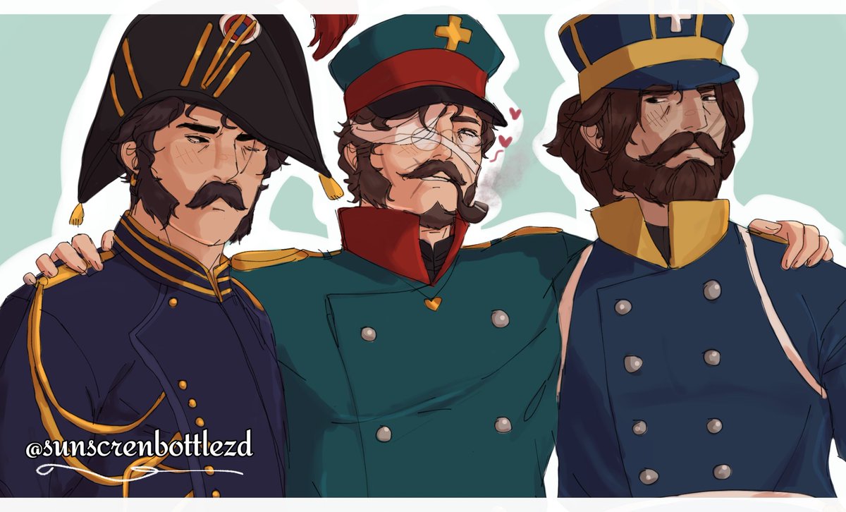 sunscrenbottlez's tweet image. I haven't drawn these hooligans for a long time (the one in the middle is my oc and the other 2 belongs to my beloved best friend Hellmire
+ I changed my watermark into my twitter one instead of my discord )🥀🥀
#GNB #gutsandblackpowder #roblox