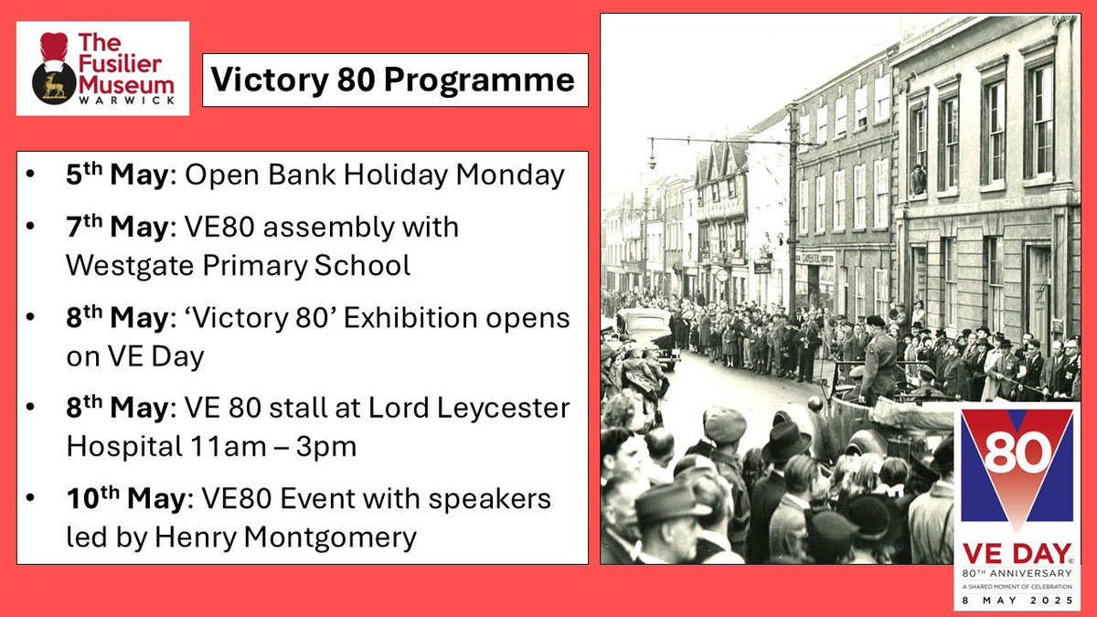 The museum has a full programme of events to mark VE Day this week starting with a bank holiday opening today. Following research with us, the fantastic year 5 students of Westgate Primary are doing a special assembly to their school about Monty &amp; VE Day.
#VEDay80 #VEDay #WW2
