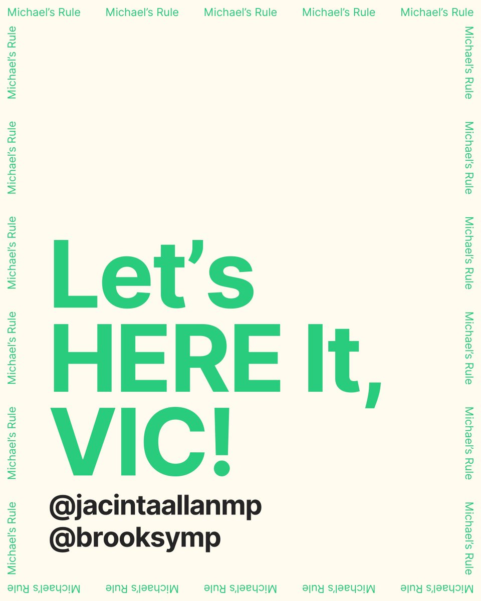 The NSW Government just announced they’ll be rolling out ‘Michael’s Rule’ — a new initiative that encourages international tours to include an Aussie support act on their lineup.

Let’s get more local artists on big stages.

Come on Victoria! <a href="/JacintaAllanMP/">Jacinta Allan</a>