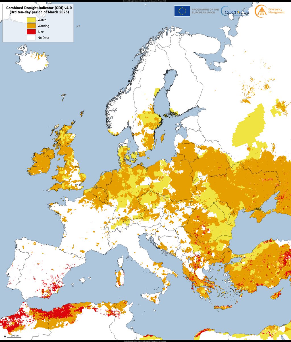 Copernicus EU (@copernicuseu) on Twitter photo Warmer 🌡️ and low 🌧️ since early 2025 are worsening drought conditions across Europe.
New <a href="/CopernicusEMS/">Copernicus EMS</a> report highlights decreased river flows and rising drought impacts on agriculture, energy, transport & ecosystems.
🔗 copernicus.eu/en/media/image…
#ImageOfTheDay #CopernicusEU Warmer 🌡️ and low 🌧️ since early 2025 are worsening drought conditions across Europe.
New <a href="/CopernicusEMS/">Copernicus EMS</a> report highlights decreased river flows and rising drought impacts on agriculture, energy, transport & ecosystems.
🔗 copernicus.eu/en/media/image…
#ImageOfTheDay #CopernicusEU