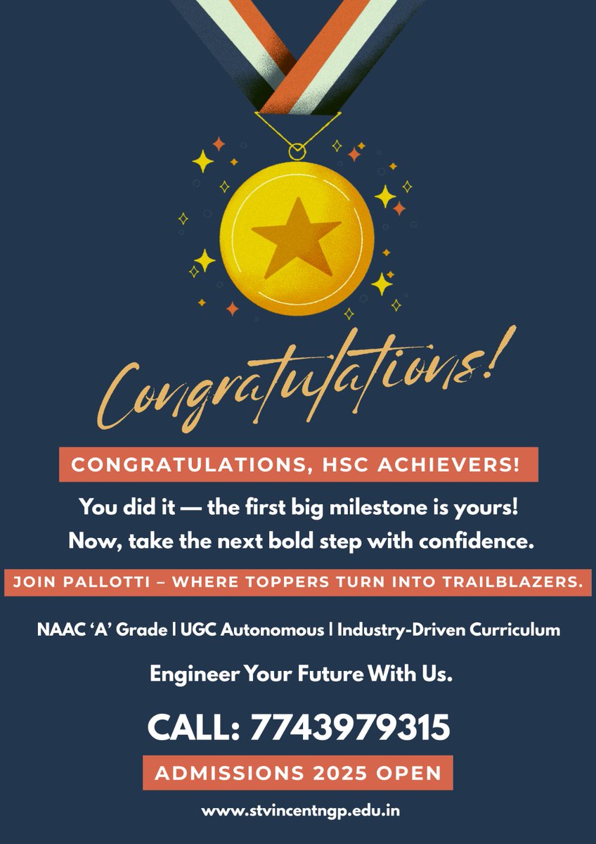 📢 HSC results out? Your engineering journey begins here!
Join SVPCET, Nagpur – NAAC ‘A’ Grade | UGC Autonomous
Empowering first-year students to become future leaders.
📞 7743979315 | 🌐 stvincentngp.edu.in
#SVPCET #Admissions2025 #EngineeringFuture