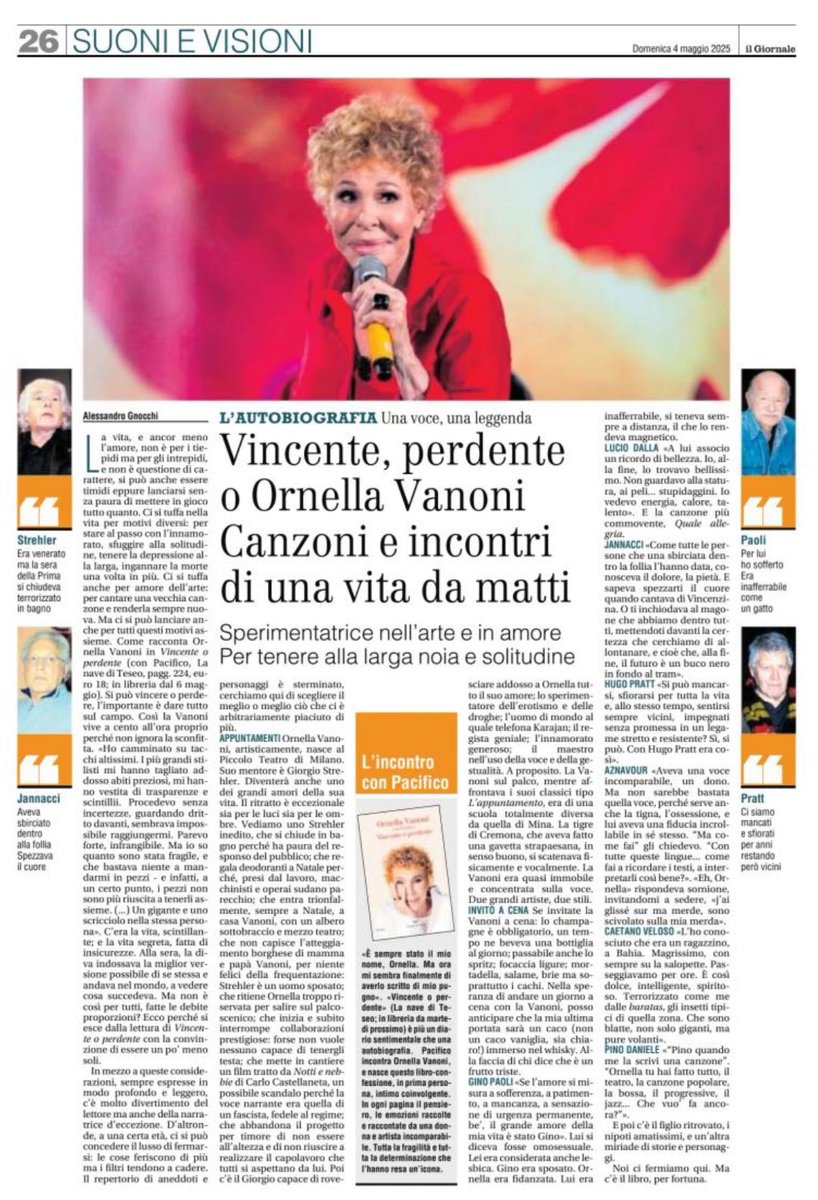 Si può vincere o perdere, l'importante è dare tutto. Così <a href="/OrnellaVanoni/">Ornella Vanoni</a> vive a cento all'ora proprio perché non ignora la sconfitta. Lo racconta nel suo nuovo libro “Vincente o perdente”, dalla cui lettura si esce con la convinzione di essere un po' meno soli.

Ne scrive