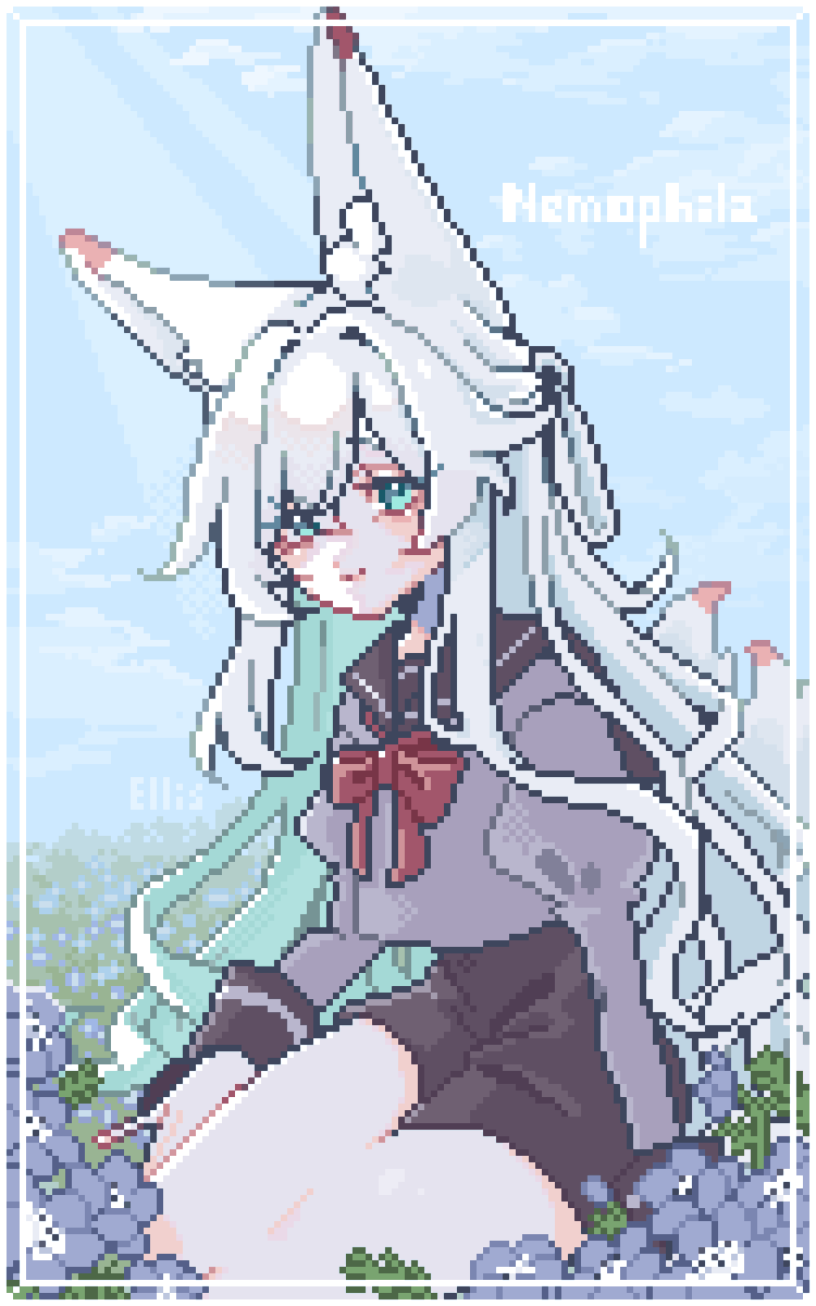 ネモフィラとおきつね🦊
ネモフィラ下の方に描きすぎてあんまり見えなかったです
#ドット絵 #pixelart #イラスト #オリキャラ #dotpict #illustration