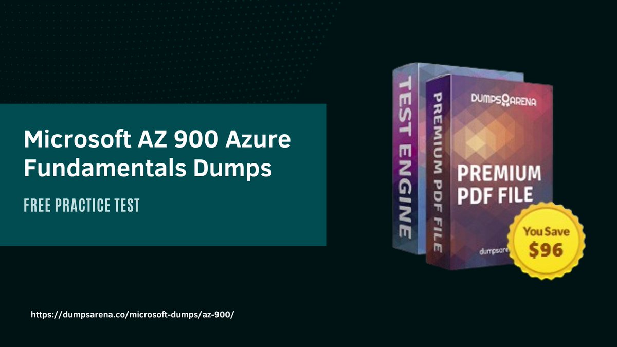 dumpsarena's tweet image. Want to pass the Microsoft AZ-900 Azure Fundamentals exam on your first try? Get your hands on the latest AZ-900 dumps and prep smarter, not harder! #MicrosoftAZ900 #AzureFundamentals #AZ900 #CertificationDumps #TechCareers